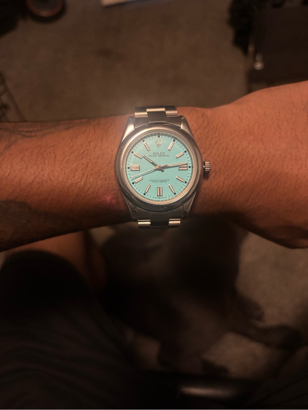 Rolex Men's Stainless Steel Watch with Tiffany Blue Dial